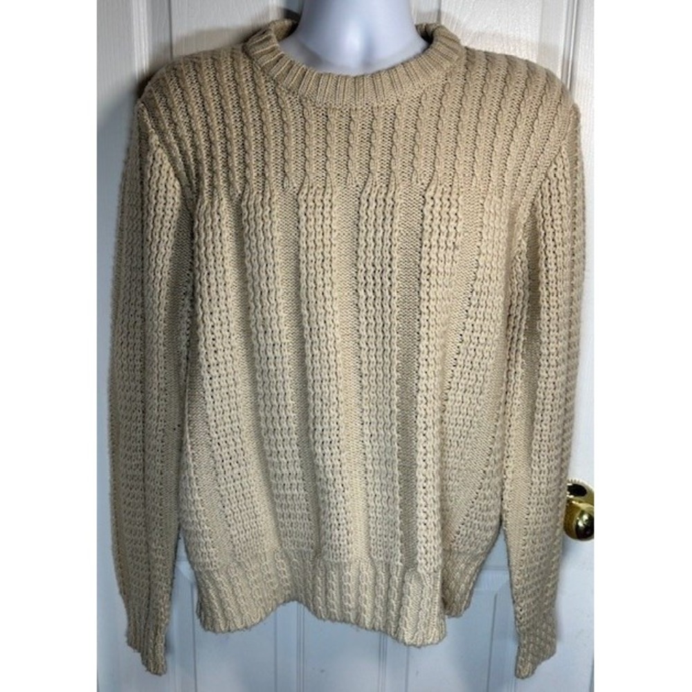 VTG John Wanamaker‎ Knit Sweater Textured Crew Neck Pullover Wool Blend Men's L